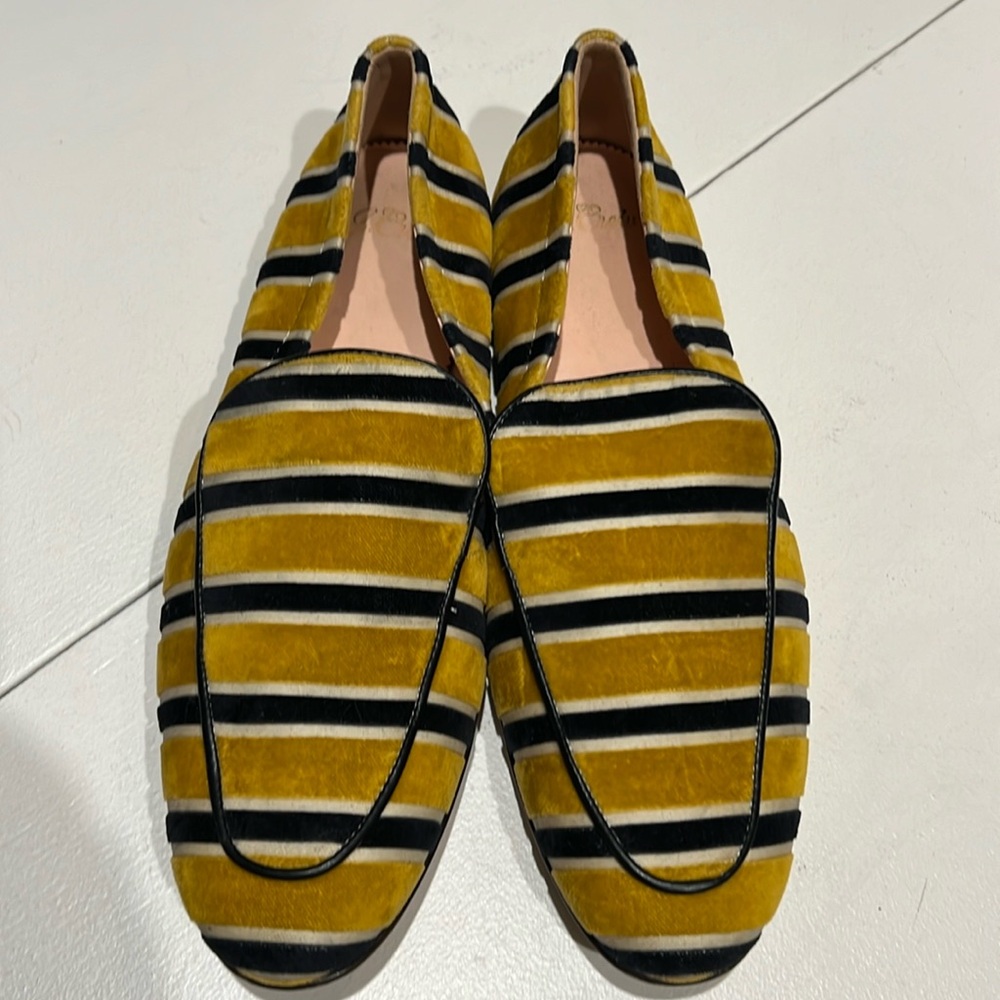 J.Crew Cecile striped velvet slip on shoes